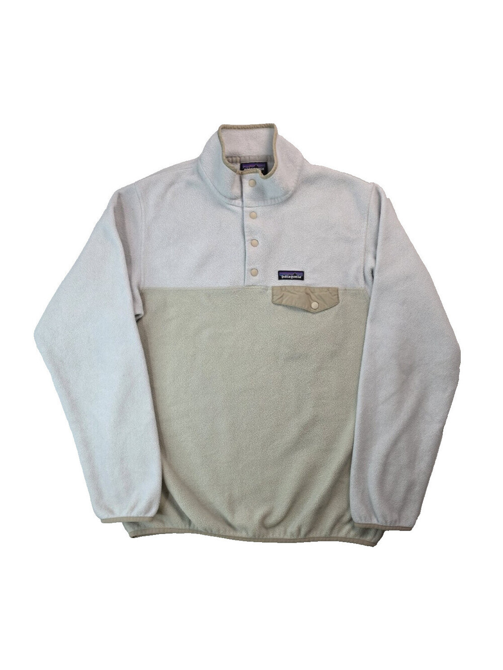 Patagonia Synchilla Bleached Stone W/EI Cap Khaki Snap T Pullover Womens Large L